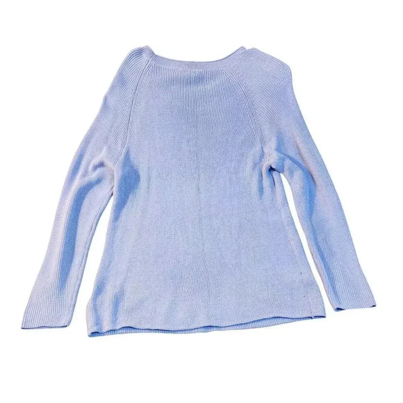 New Croft & Barrow Women's Size L Blue Knit Pullover Sweater Scoop Neck - Picture 6 of 9